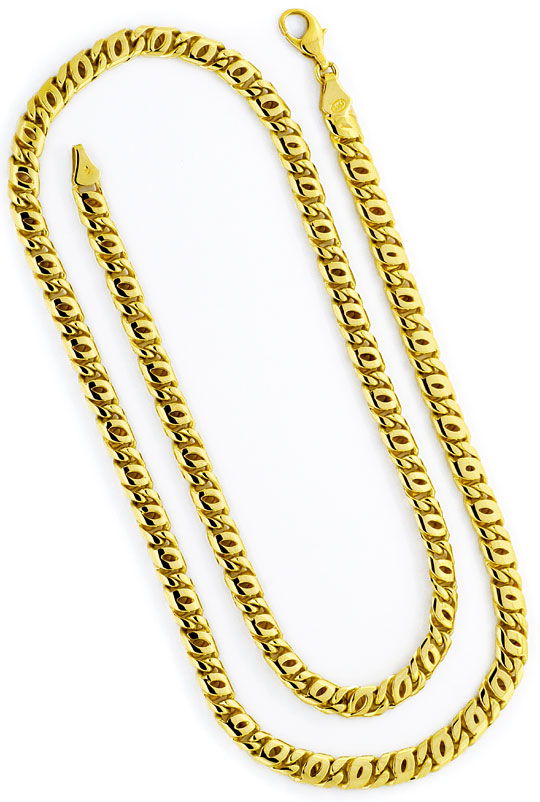 Foto 3 - Pfauenauge Tigerauge Kette Goldkette gewölbt massiv 14K, K2352