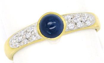 Foto 1 - Entzückender Diamant-Ring Saphir Cabochon und Diamanten, R8475
