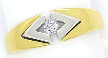 Foto 1 - Formschöner Diamant Bandring mit 0,1ct Brillant in Gold, R8962