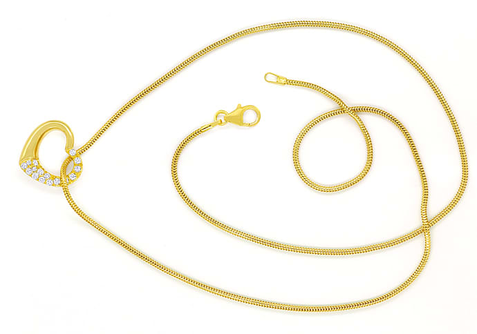 Foto 1 - Goldkette mit Christ Herz halbseitig Diamanten Gelbgold, S1941