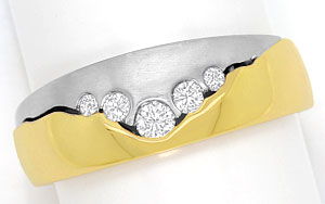 Foto 1 - Brillant-Diamantring in Geschlitztem Gelbgold-Weißgold, S3496