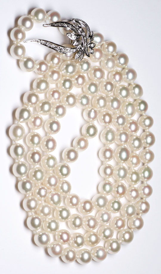 Foto 5 - Perlenkette Zuchtperlen Collier Diamant Clip, S3972