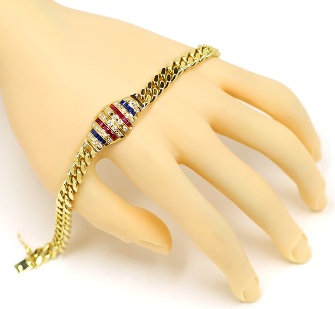 Foto 4 - Armband mit Rubinen Saphiren und Brillanten in Gelbgold, S9991