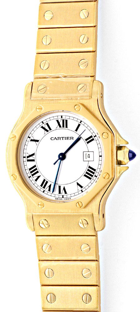 Foto 2 - Cartier Santos Ronde Herren Automatik Gelb Gold, U1282