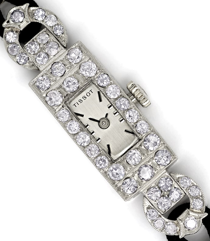 Foto 2 - Art Deco Diamant DamenArmbanduhr in Platin, U1447